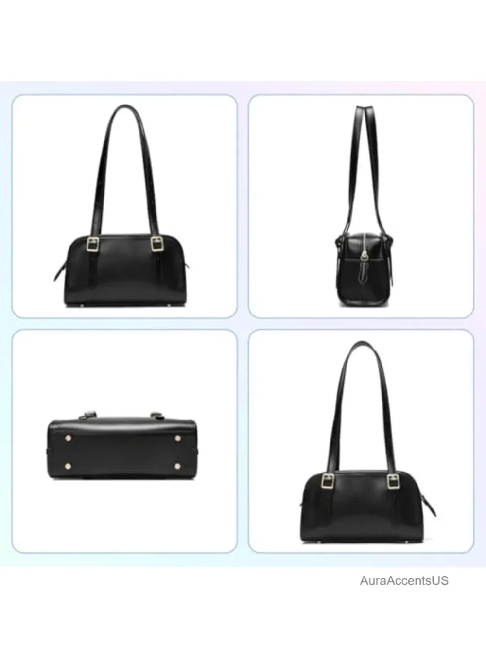 Leather Swing Zip Shoulder Bag Hobo Handbag with Adjustable Strap